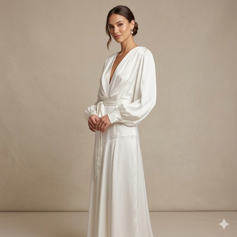 Bronx & Banco Carmen Bridal Gown Women Size 4 Silk Blend Wedding Dress Elopement